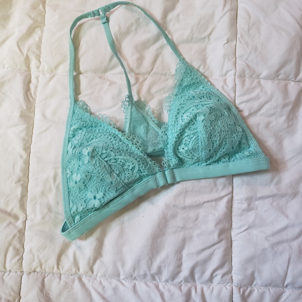NWOT Teal lace T-back bralette